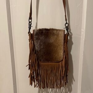 Montana West Cowhide Leather with fringe Crossbody Bag
